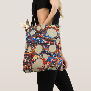 MARBLED ABSTRAKT RED BLUE SWIRLS,VITA CIRKLER TYGKASSE