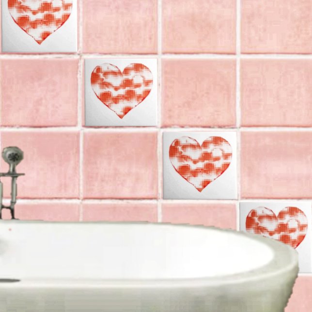 Marbled Heart Kakelplatta (These Marbled Heart Ceramic Tiles bring out the romance in your home decor!)