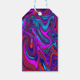 Marbled Magenta, Blue and Red Abstract Art Presentetikett
