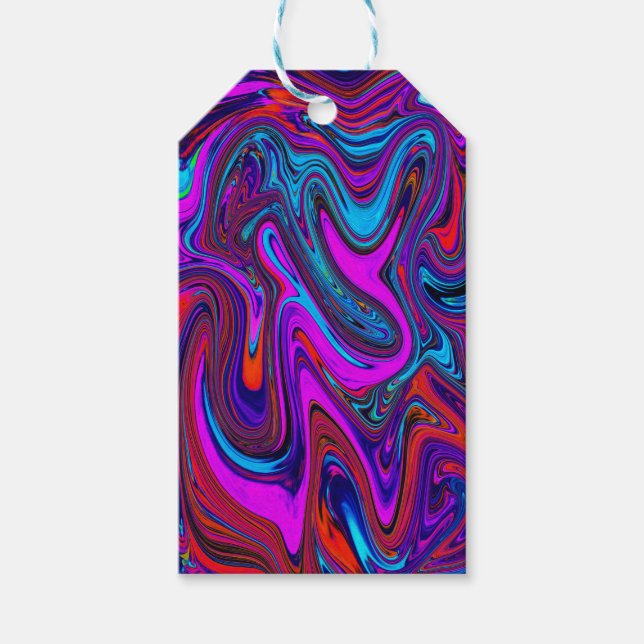 Marbled Magenta, Blue and Red Abstract Art Presentetikett (Framsidan)