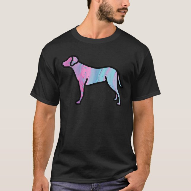 Marbled Pink And Blue Labrador Retriever T Shirt (Framsida)