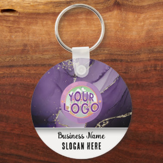 Marbled Purple Gold Branding Elegant Business Logo Nyckelring