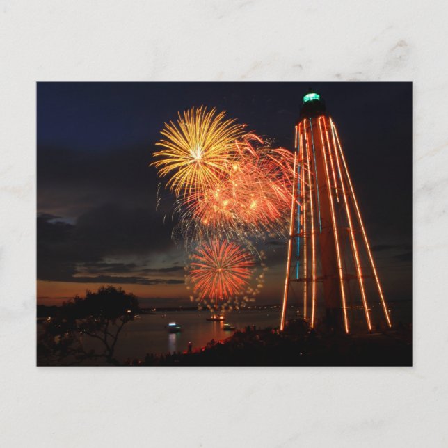 Marblehead Fireworks Lighthouse Vykort (Framsida)