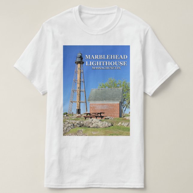 Marblehead fyr, Massachusetts T-tröja Tee (Design framsida)