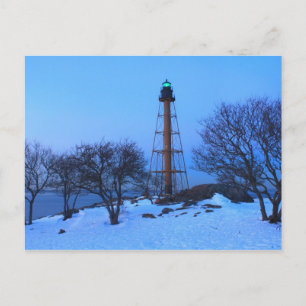 Marblehead fyr Vinter Vykort