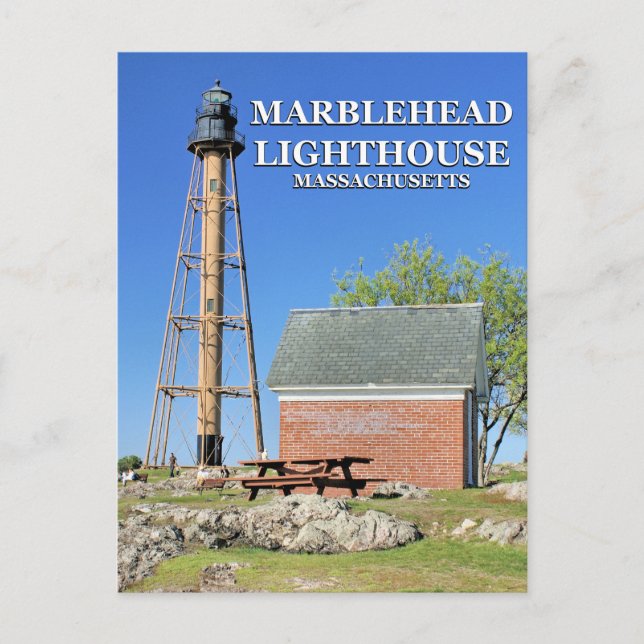 Marblehead Lighthouse, Massachusetts Postcard Vykort (Framsida)