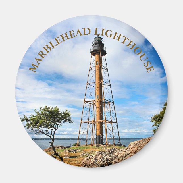 Marblehead Lighthouse, Massachusetts Round Magnet (Framsidan)