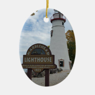 Marblehead Lighthouse Photo på en Julgransprydnad Keramik