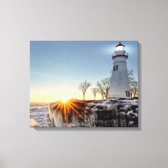 Marblehead Lighthouse Winter Sunrise Canvastryck (Framsida)