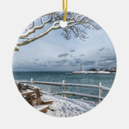 Marblehead, Massachusetts. Hamn, fyr Julgransprydnad Keramik