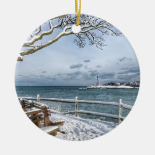 Marblehead, Massachusetts. Hamn, fyr Julgransprydnad Keramik