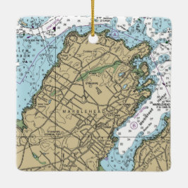 Marblehead Massachusetts Nautical Chart Julgransprydnad Keramik