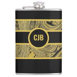 Marbleiserad dekorativ svart Guld-kolv Fickplunta