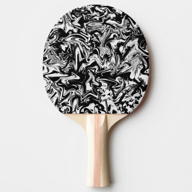 Marbleized Black and White Minimalist Abstrakt Art Pingisracket (Framsidan)