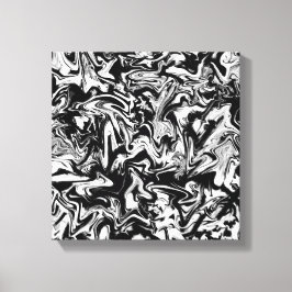 Marbleized Black and White Modern Abstrakt Artwork Canvastryck