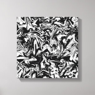 Marbleized Black and White Modern Abstrakt Artwork Canvastryck