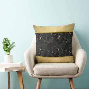 Marbleized Black & Guld Luxury Kudde