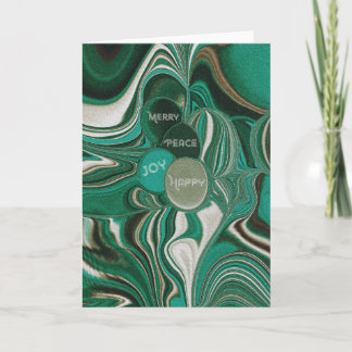 Marbleized Green Teal Folded Holiday Card Helgkort