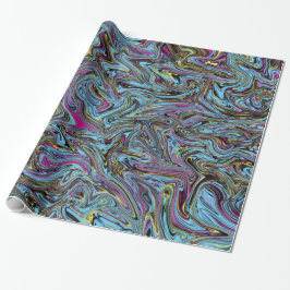 Marbleized Swirls of Black Gult Rosa Blue Gift Presentpapper