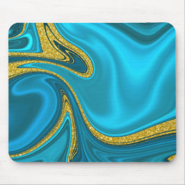 Marbleized Turquise Guld Mouse Pad Musmatta