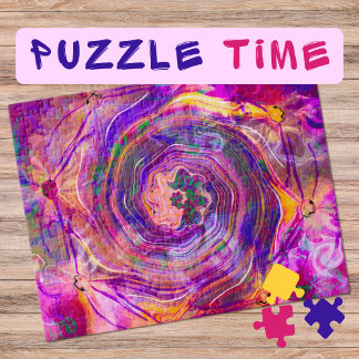 Marbling Art June rosa ros spiral - svårt - svårt Pussel