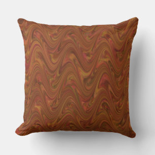 Marbling Brown Orange Grönt Mönster Kudde