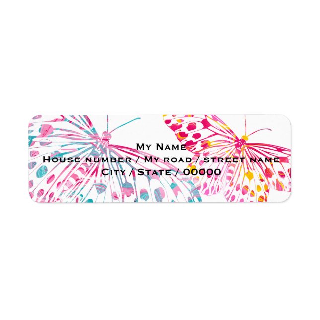 Marbling Butterflies - Returetiketter Returadress Etikett (Framsidan)