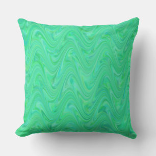 Marbling Grönt Blue Mönster Kudde