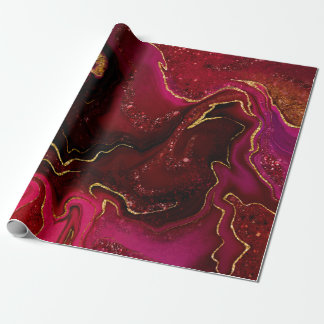 Marbling guldröd design presentpapper