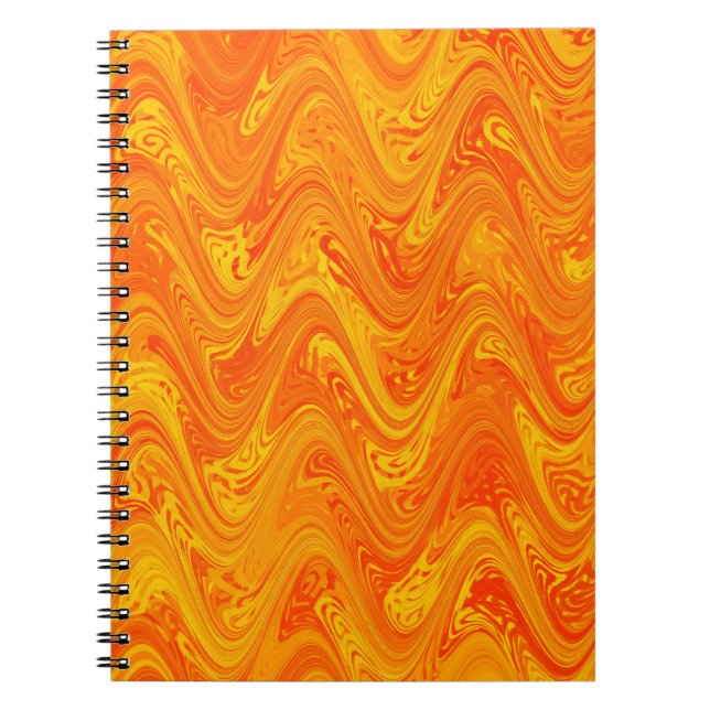 Marbling Orange Gult Red Mönster Anteckningsbok (Framsidan)
