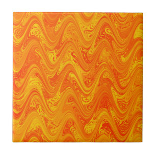 Marbling Orange Gult Red Mönster Kakelplatta