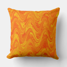 Marbling Orange Gult Red Mönster Kudde