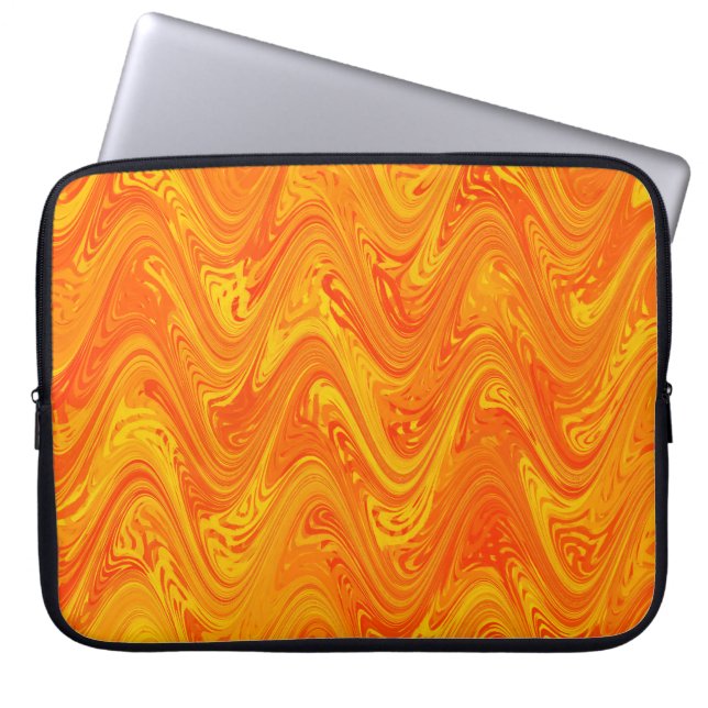 Marbling Orange Gult Red Mönster Laptop Fodral (Framsidan)