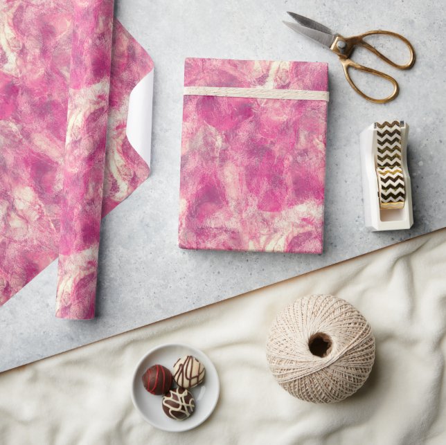 Marbling rosa ros Guld Watercolor Marbling Presentpapper (Hantverk)