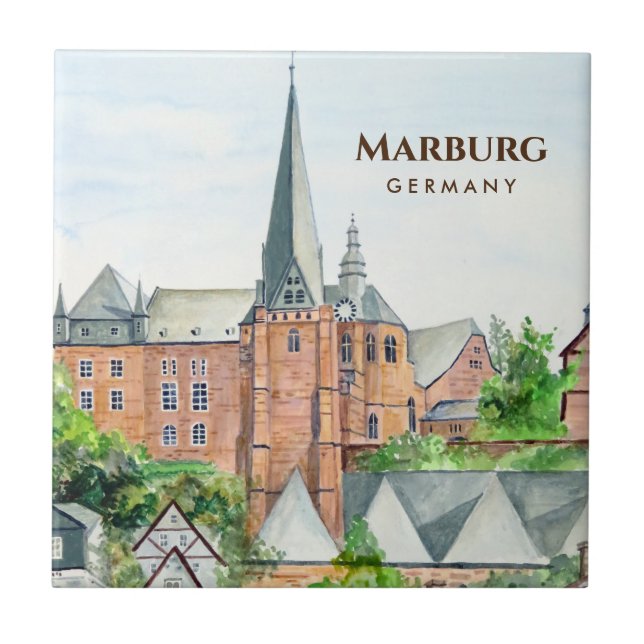 Marburg Altstadt Tyskland Medieval City Kakelplatta (Framsidan)