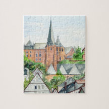 Marburg Altstadt Tyskland Townscape Painting