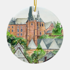 Marburg Altstadt Tysklandare akrylfärg för torn Julgransprydnad Keramik