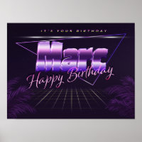 Marc Namn Vorname lila retro Poster Geburtstag