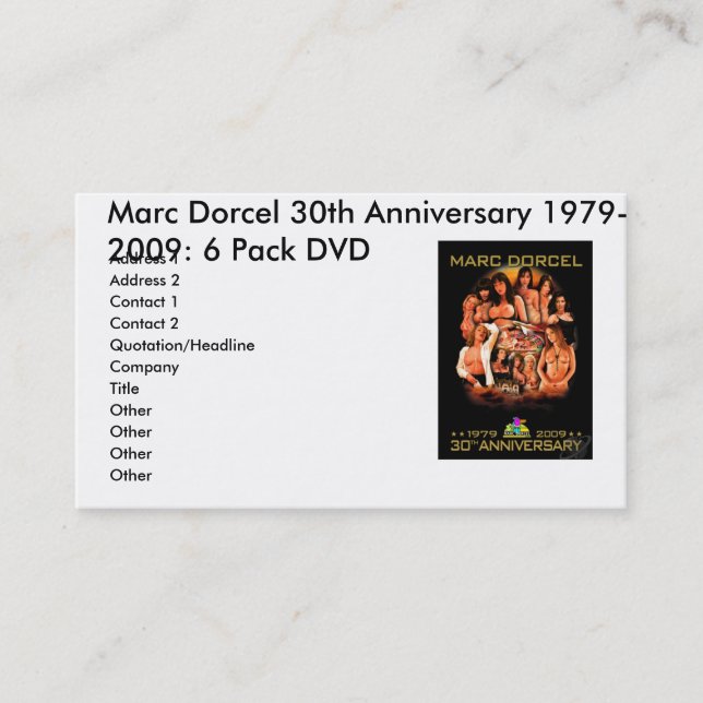 MARCDORCEL30 Marc Dorcel 30th årsdag 1979… Visitkort (Framsida)