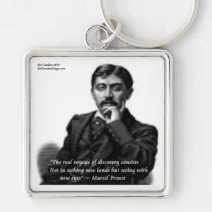 Marcel Proust & Berömd Citat Fyrkantig Silverfärgad Nyckelring