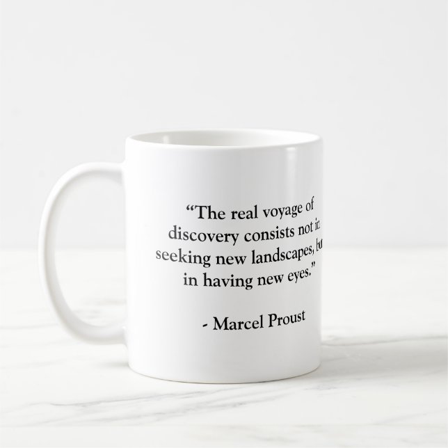 Marcel Proust Berömd Travel Quote Kaffemugg (Vänster)