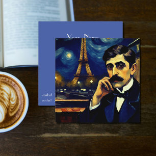 Marcel Proust i Paris -fantasykonst Fyrkantigt Visitkort