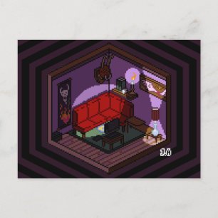 Marceline Vampire Mörkt vardagsrum Pixelkonst Vykort