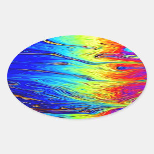 Marcellerad Rainbow Artwork vacker Ovalt Klistermärke