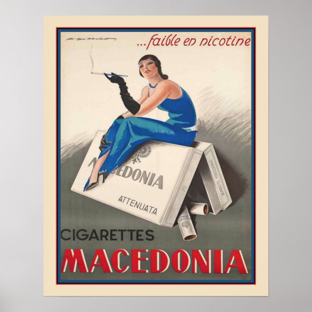 Marcello Dudovich (1920) Makedonien Cigaretter Poster (Framsidan)