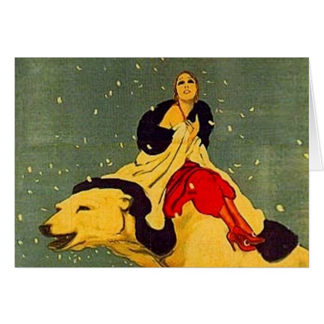 Marcello Dudovich Art Deco Polar Bear Padova Hälsningskort (Framsidan Horizontal)
