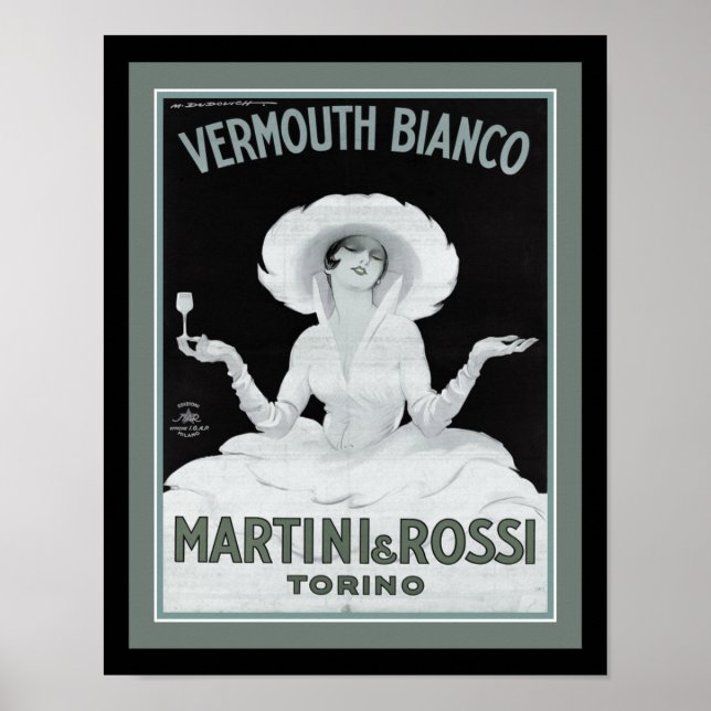 Marcello Dudovich Art Deco Vermouth Bianco Poster (Framsidan)