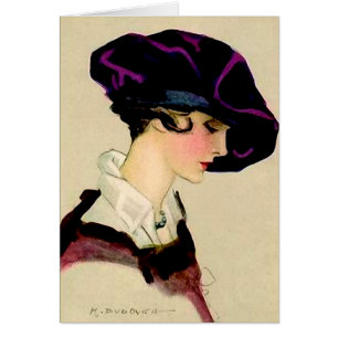 Marcello Dudovich Illustration ”Flicka i lila hatt Hälsningskort