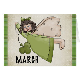March Angel Happy Birthday Greeting Card Hälsningskort