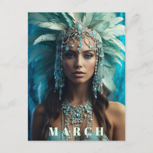 *~* MARCH AP53 AQUAMARINE Boho Headdress Vykort